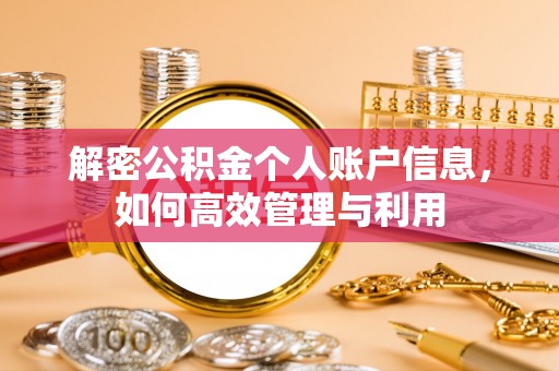 沙溪解密公积金个人账户信息，如何高效管理与利用