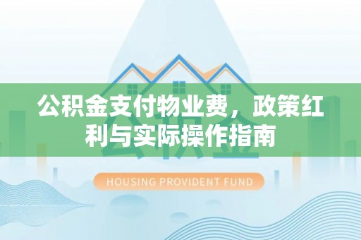 沙溪公积金支付物业费，政策红利与实际操作指南